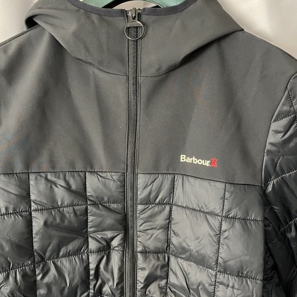 BARBOUR STRIDE HOODED LIGHTWEIGHT QUILTED JACKET Olive MSRP$280 British Classic - Picture 3 of 5